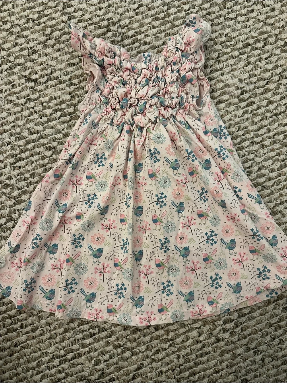 Smocked Pink Bird & Floral Sundress for Girls